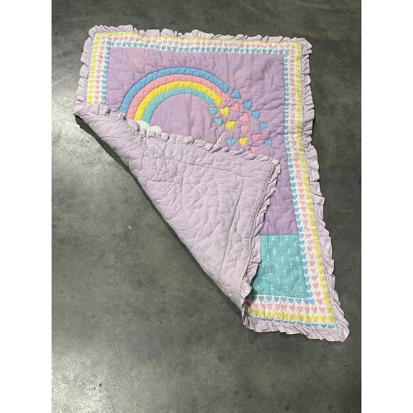 Rainbow Unicorn, Baby Blanket, 40x31", Quilted, Nursery, Bedding ~ 251016-WH 358 - Picture 2 of 5